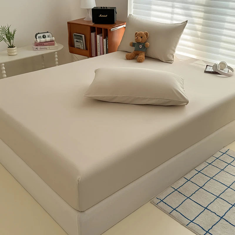 Washed Fitted Sheet with Elastic Bands Non Slip Adjustable Mattress Cover for Single Double King Queen Bed 90x200 150x200 180