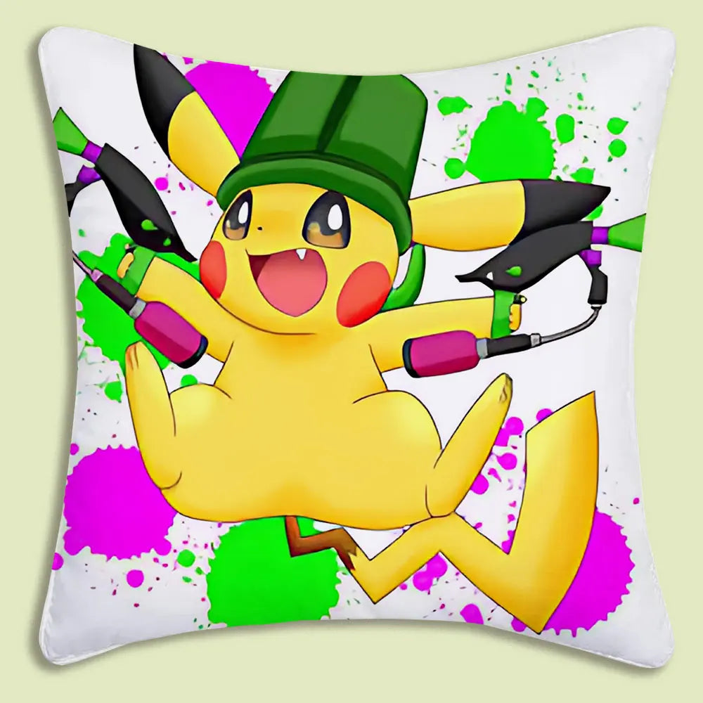 Anime P-Pokemon Pillow Covers Cartoon Sofa Decorative Home Double-sided Printing Short Plush Cute Cushion Cover