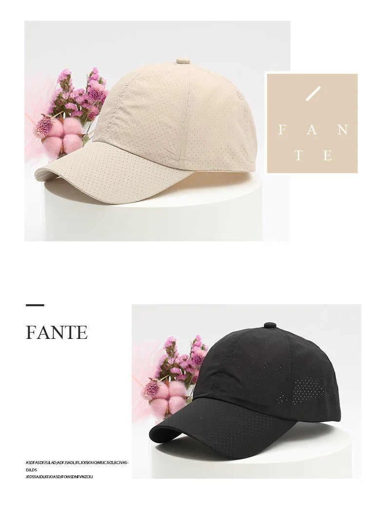 Wholesale Men Women Summer Baseball Cap Quick Drying Hats Unisex Breathable Sport Pure Color Snapback Hat Bone Baseball Hat