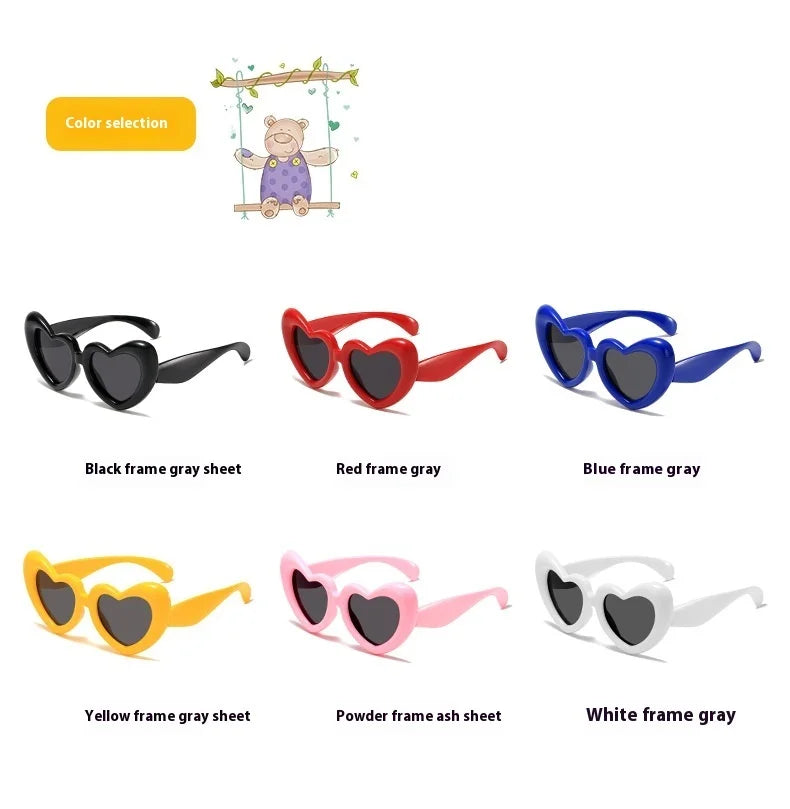 2024 New Children's Sunglasses And Funny Inflatable, Cute Heart Shaped Sunglasses, Female Instagram, Concave Shape