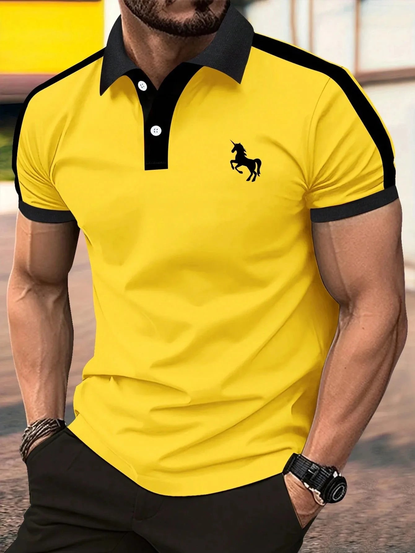The new men's short-sleeved POLO shirt for summer 2025 is casual fashionable soft and breathable with 3D pattern printing