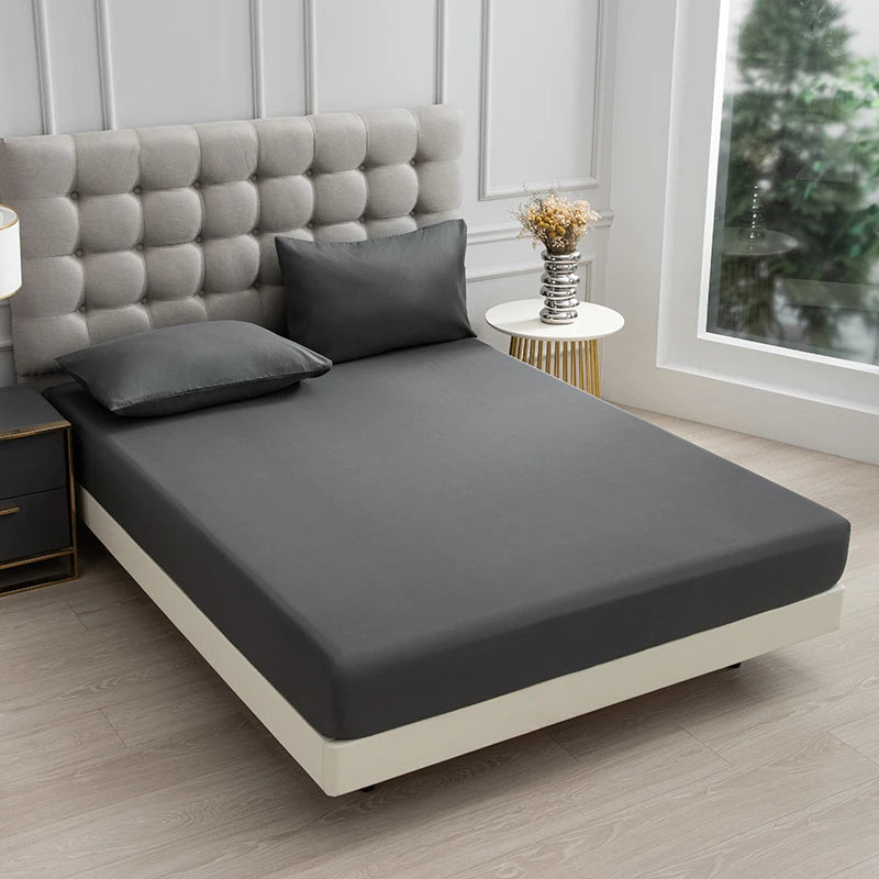 3pc Solid Color Fitted Sheet Set Brushed fabric Soft Comfortable Breathble Bedding Set for Bedroom 1 bed sheet with 2 pillowcase