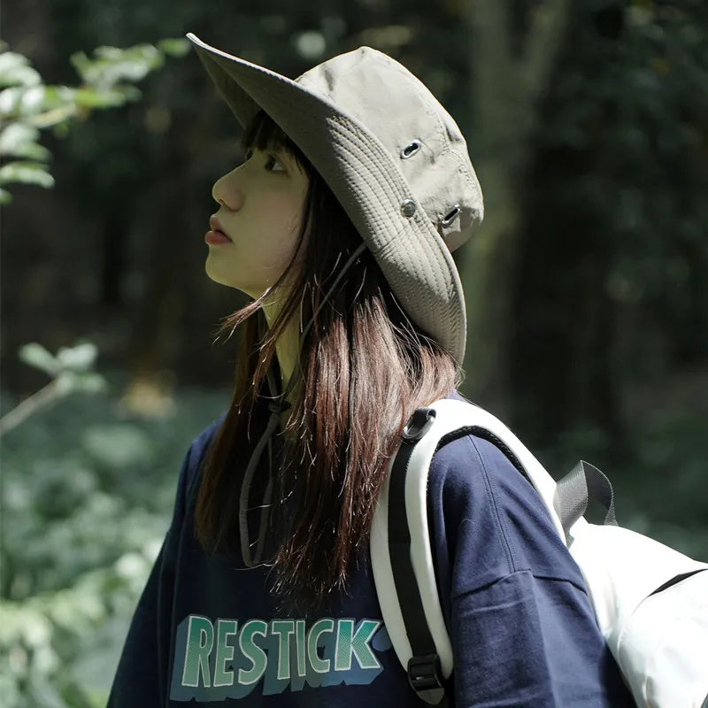 Women Beach Fishing Unisex Bonnet Cap Breathable Round-Rimmed Jungle Mens Portable Outdoor Sun Hat for Women UV Protection