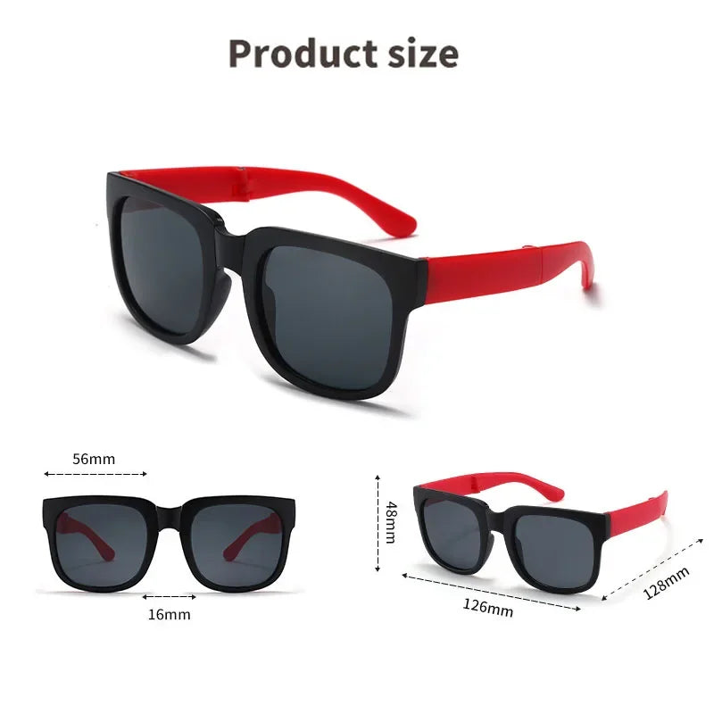 3PCS Foldable Pocket Sunglasses for Kids Boys Girls Outdoor Travel Goggle Shades Eyewear Square Frame UV Protection Sun Glasses