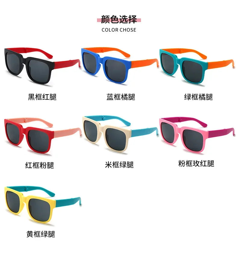 3PCS Foldable Pocket Sunglasses for Kids Boys Girls Outdoor Travel Goggle Shades Eyewear Square Frame UV Protection Sun Glasses