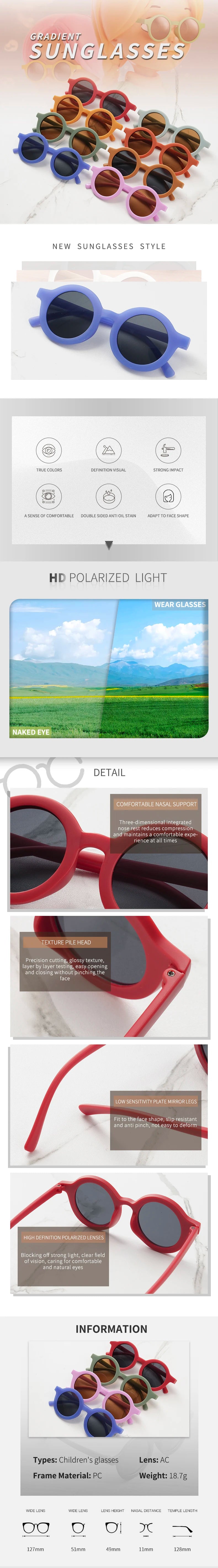 3PCS  New Children's Sunglasses Children's Fashion Trend Round Frame Sunglasses Photography Style Personalized Glasses