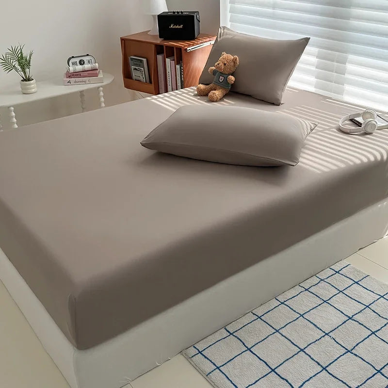 Washed Fitted Sheet with Elastic Bands Non Slip Adjustable Mattress Cover for Single Double King Queen Bed 90x200 150x200 180