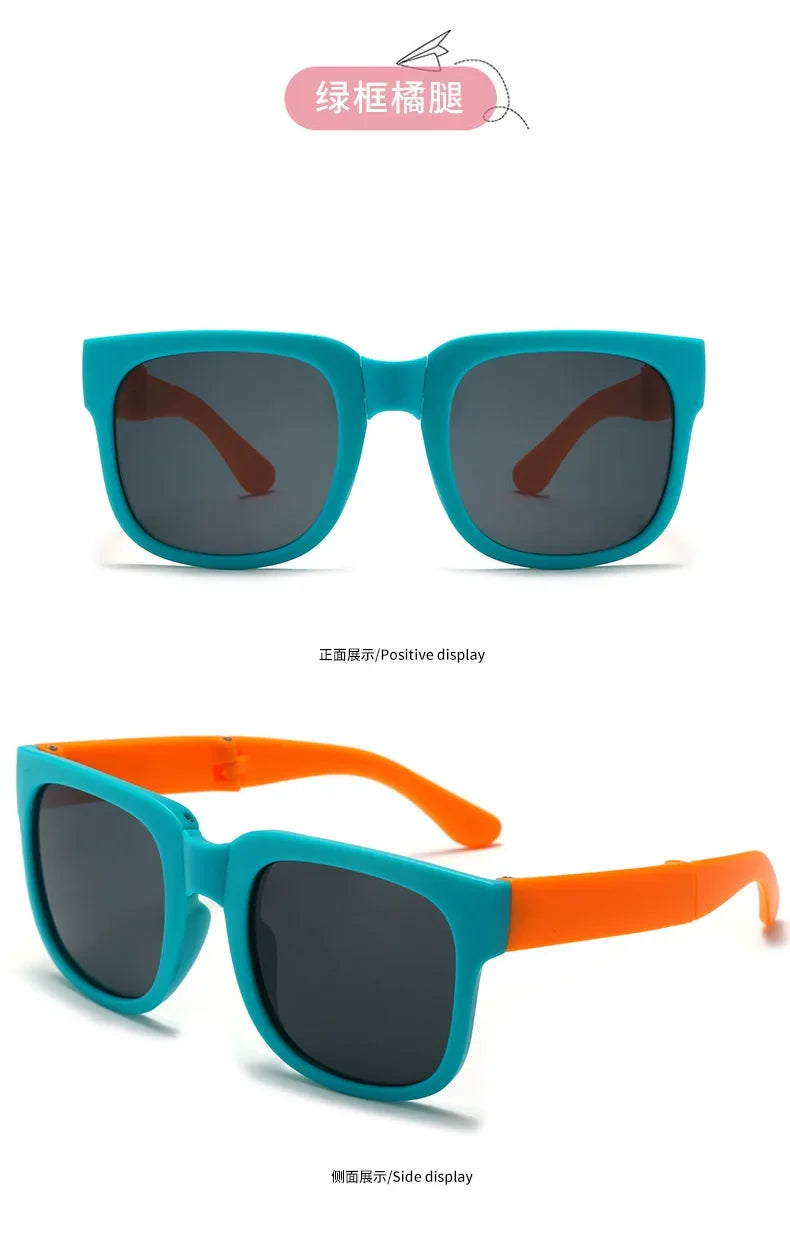 3PCS Foldable Pocket Sunglasses for Kids Boys Girls Outdoor Travel Goggle Shades Eyewear Square Frame UV Protection Sun Glasses