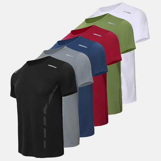 1/4 Pcs Men's Summer Fashion Printing Quick-drying Short-sleeved Youth Leisure Sports Fitness Breathable Top Middle-aged Loose T