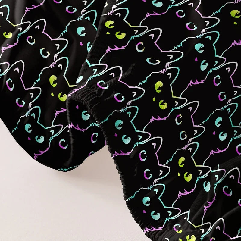 1 cartoon animal little cat printed matte Fitted Sheet, bedroom printed bed cover, bedding (excluding pillowcases)