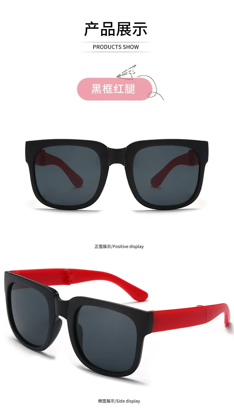 3PCS Foldable Pocket Sunglasses for Kids Boys Girls Outdoor Travel Goggle Shades Eyewear Square Frame UV Protection Sun Glasses