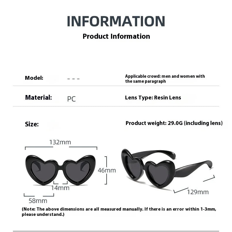 2024 New Children's Sunglasses And Funny Inflatable, Cute Heart Shaped Sunglasses, Female Instagram, Concave Shape