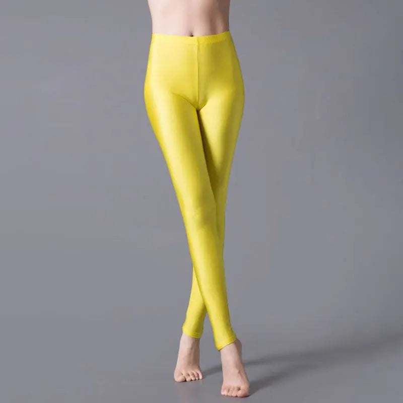 2024 New Satin Glossy Pants High Waist Sport Women Fitness Shiny Yoga Pants Tights Leggings High Elastic Glossy Leggings