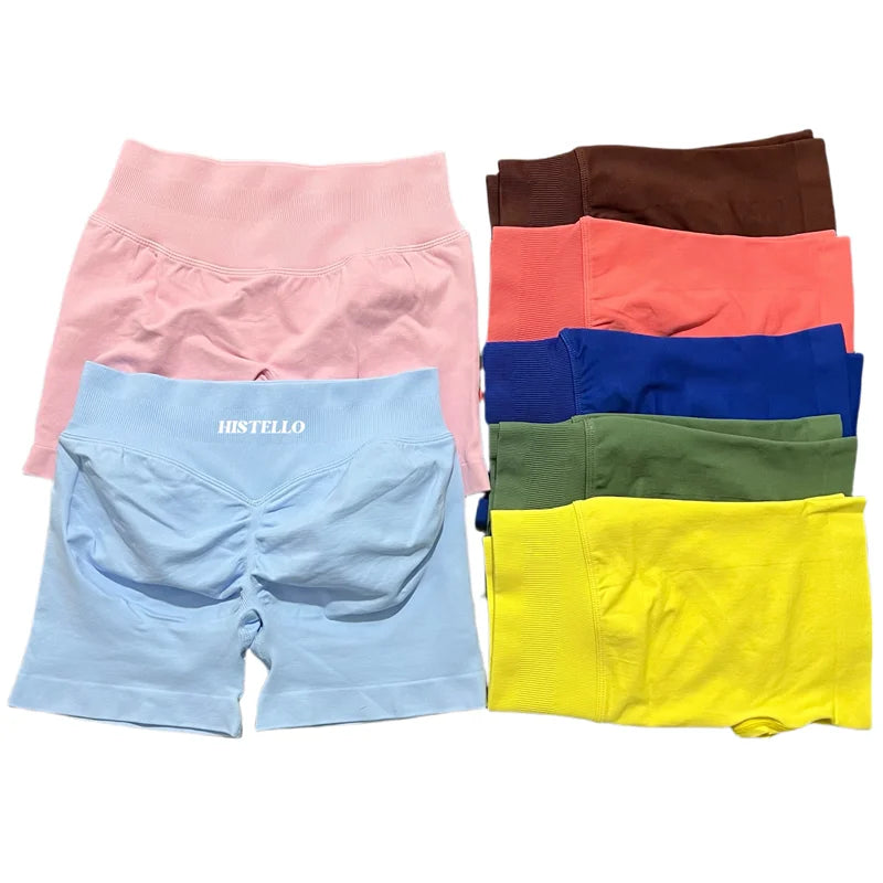 HISTELLO Sports Shorts Df Substitute High Waist Women Yoga Workout Short Seamless Leggings Stretch Fitness Running Gym Shorts