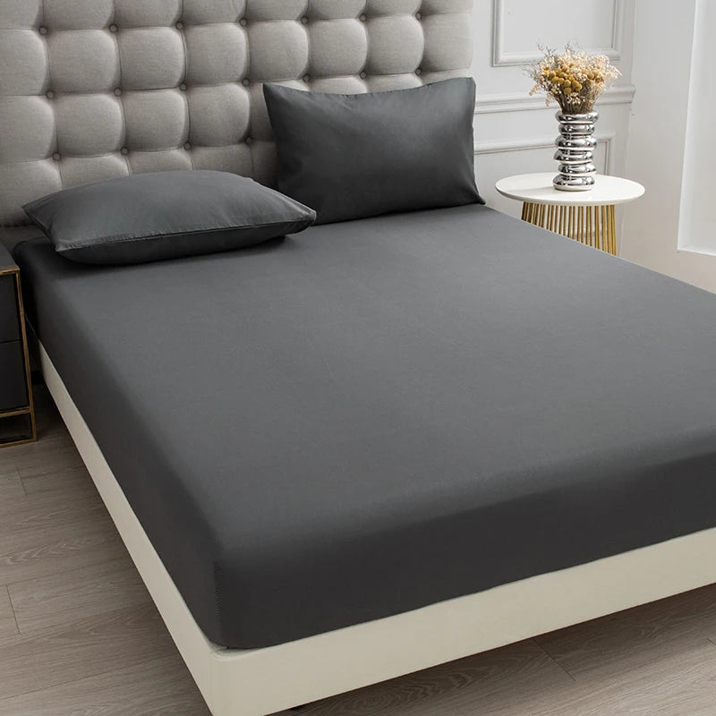 3pc Solid Color Fitted Sheet Set Brushed fabric Soft Comfortable Breathble Bedding Set for Bedroom 1 bed sheet with 2 pillowcase