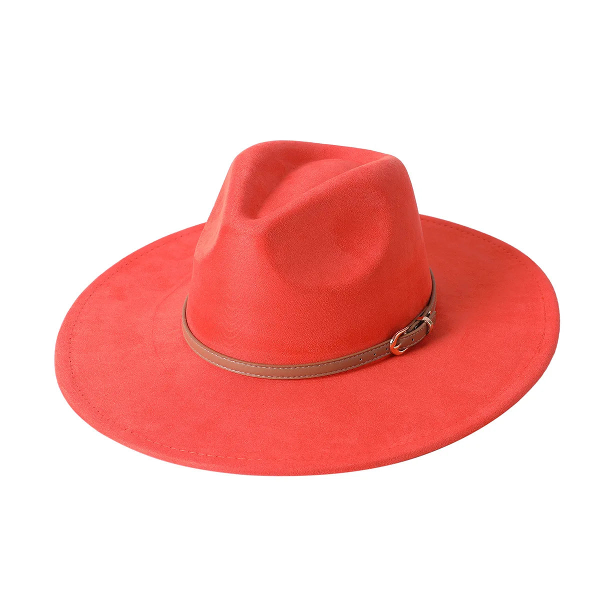 Vegan suede hat belt accessories heart-shaped wide-brimmed fedora hat for men and women felt jazz hat classic chapeau femme