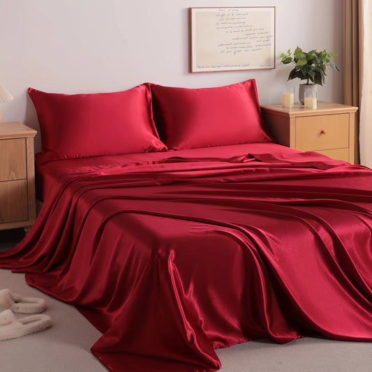 1pc Satin Flat Bed Sheet Smooth Soft Hotel-quality Solid Color Bedsheets Suitable for Twin Twin XL Queen Full Beds Bedroom Decor