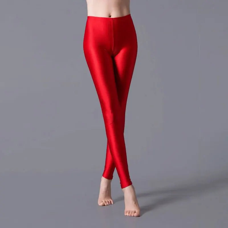 2024 New Satin Glossy Pants High Waist Sport Women Fitness Shiny Yoga Pants Tights Leggings High Elastic Glossy Leggings