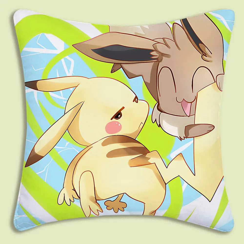Anime P-Pokemon Pillow Covers Cartoon Sofa Decorative Home Double-sided Printing Short Plush Cute Cushion Cover