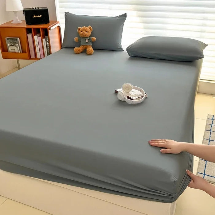 Washed Fitted Sheet with Elastic Bands Non Slip Adjustable Mattress Cover for Single Double King Queen Bed 90x200 150x200 180