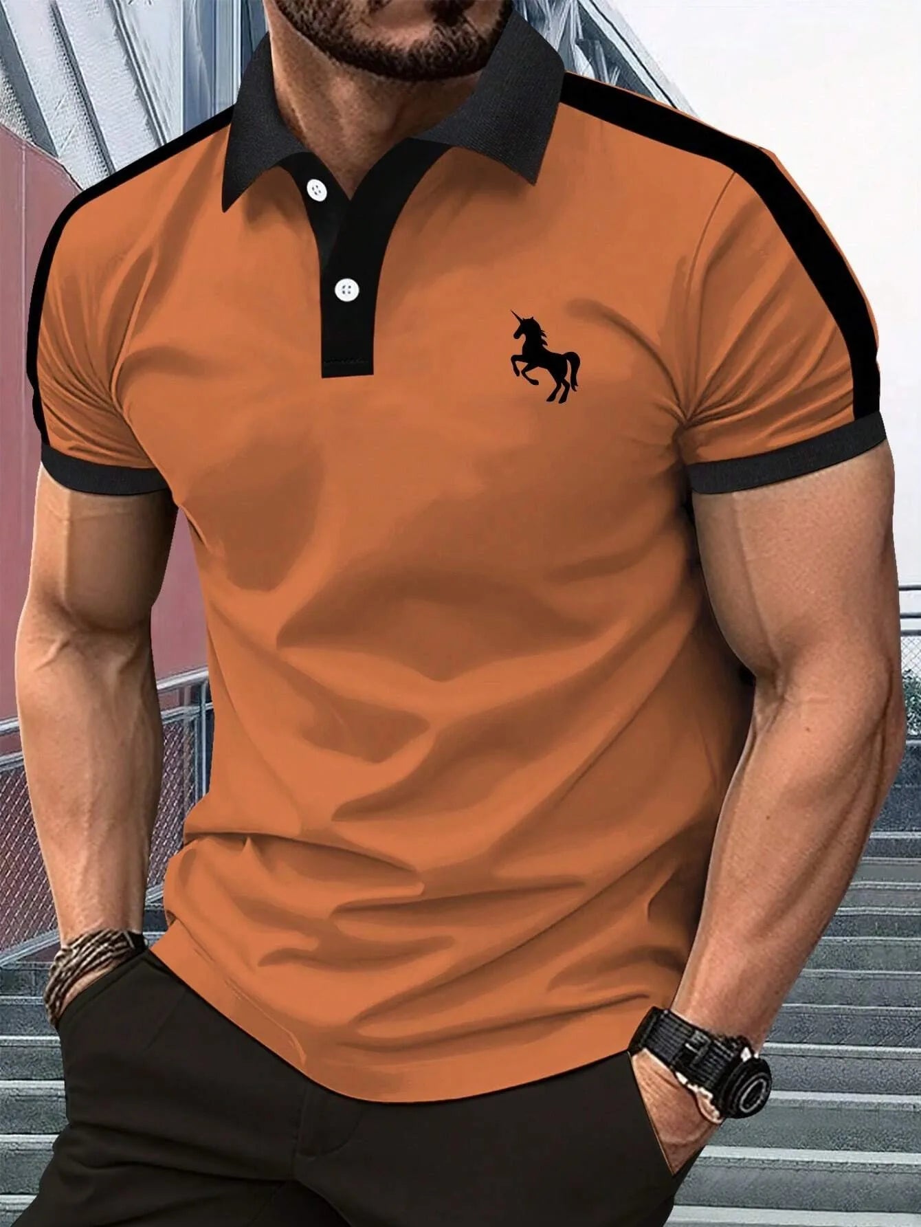 The new men's short-sleeved POLO shirt for summer 2025 is casual fashionable soft and breathable with 3D pattern printing