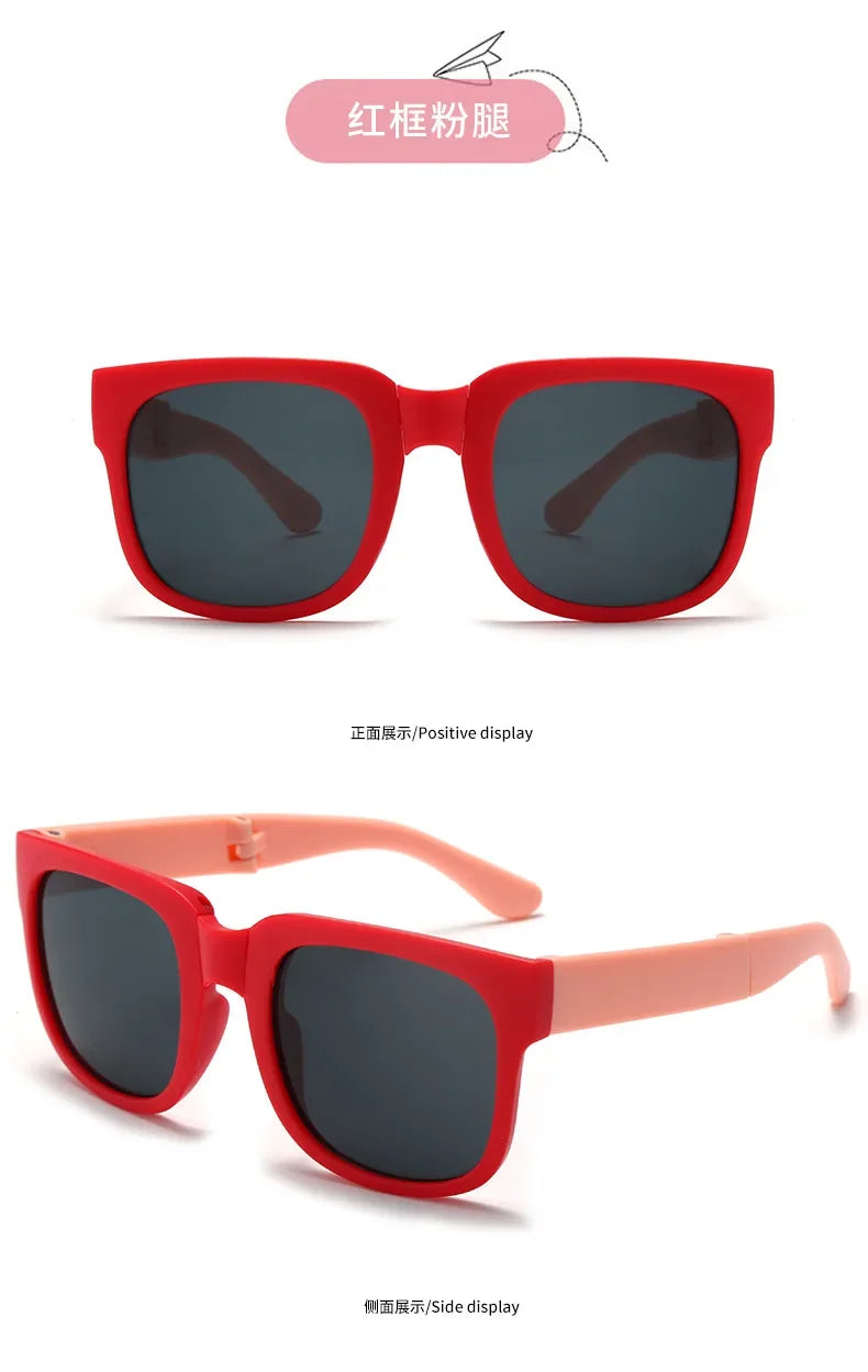 3PCS Foldable Pocket Sunglasses for Kids Boys Girls Outdoor Travel Goggle Shades Eyewear Square Frame UV Protection Sun Glasses