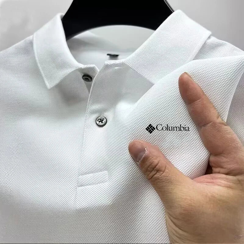 Summer must-have men's golf polo shirt, high availability solid color men's fashionable casual buttons