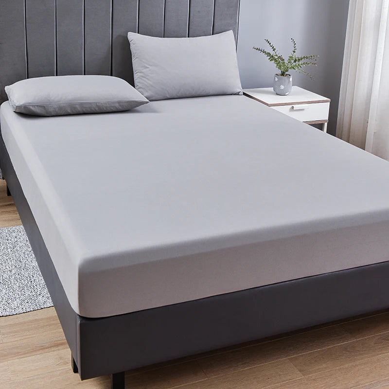 3pc Solid Color Fitted Sheet Set Brushed fabric Soft Comfortable Breathble Bedding Set for Bedroom 1 bed sheet with 2 pillowcase