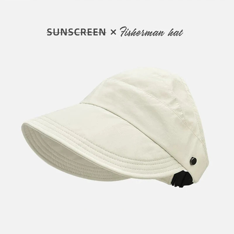 Celebrity-style sun hat, face shield, UV protection, versatile and can be tied in a ponytail