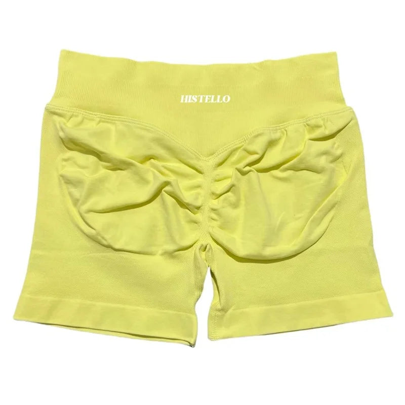 HISTELLO Sports Shorts Df Substitute High Waist Women Yoga Workout Short Seamless Leggings Stretch Fitness Running Gym Shorts