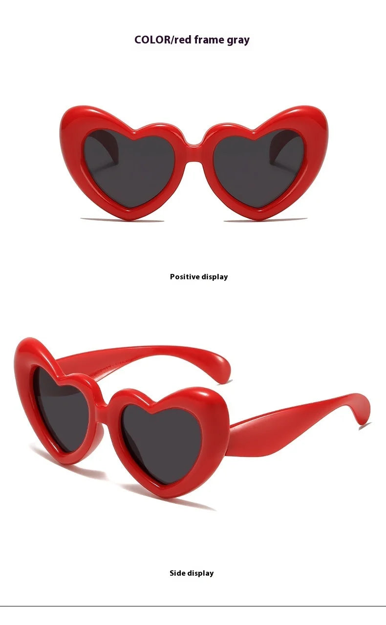 2024 New Children's Sunglasses And Funny Inflatable, Cute Heart Shaped Sunglasses, Female Instagram, Concave Shape