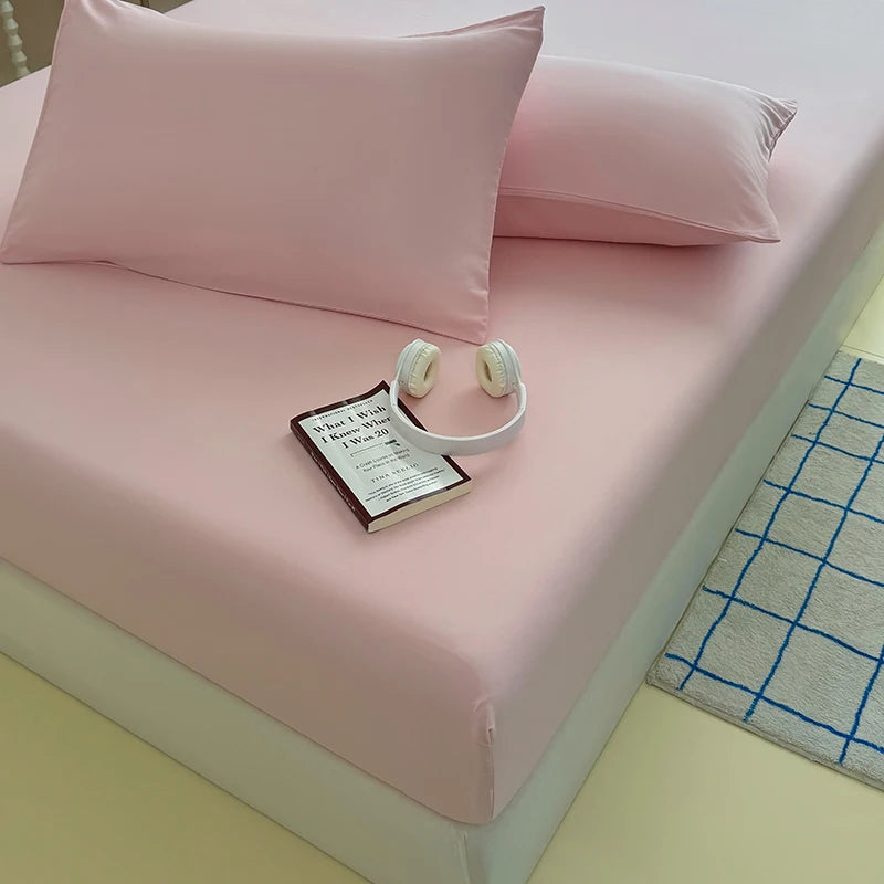 Washed Fitted Sheet with Elastic Bands Non Slip Adjustable Mattress Cover for Single Double King Queen Bed 90x200 150x200 180