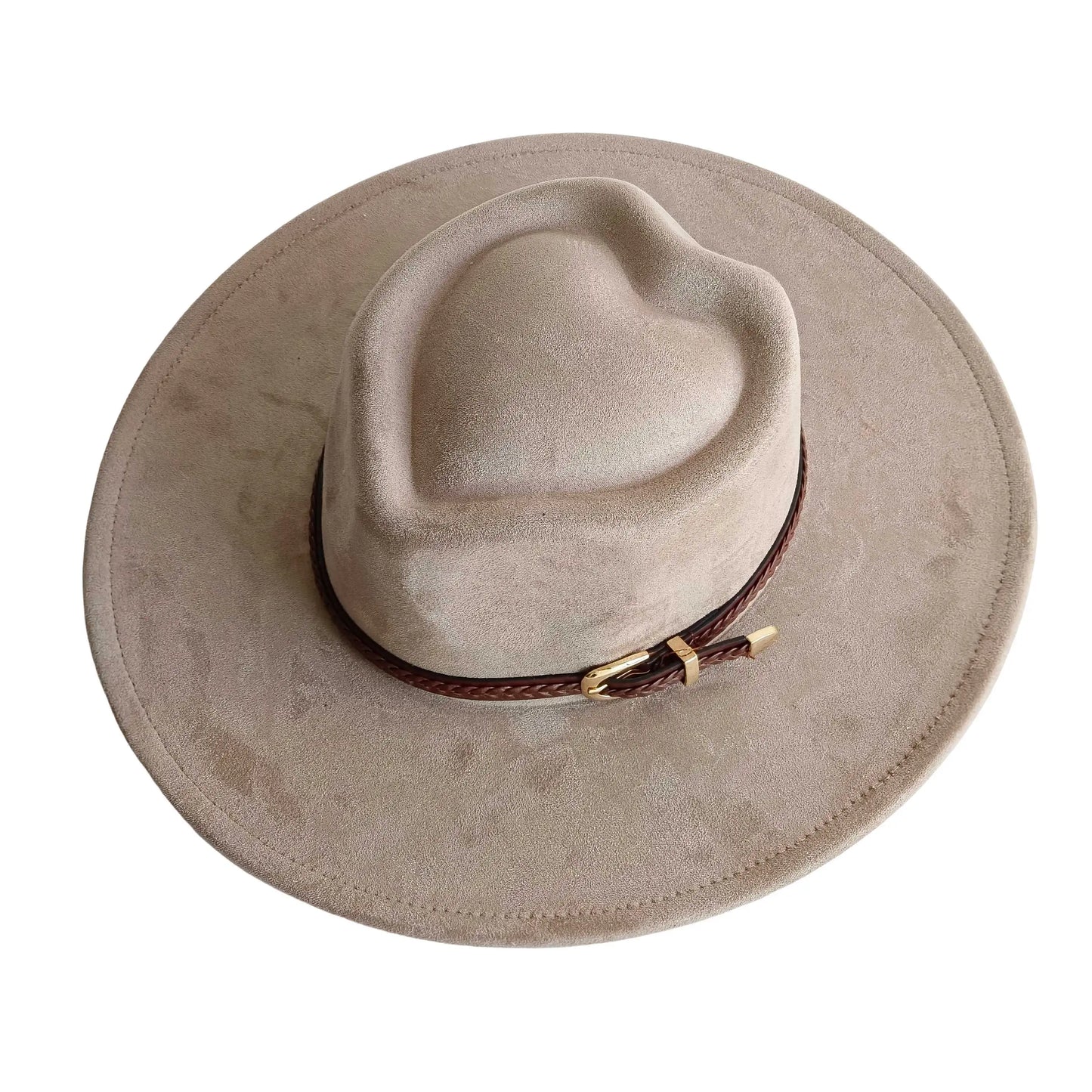 Vegan suede hat belt accessories heart-shaped wide-brimmed fedora hat for men and women felt jazz hat classic chapeau femme