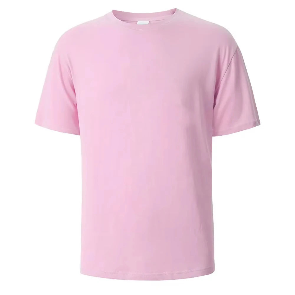 500/300g Heavy-duty White Pure Cotton T-shirt Thickened Threaded Round Neck Short Sleeves Three Needle Half Sleeve Tees