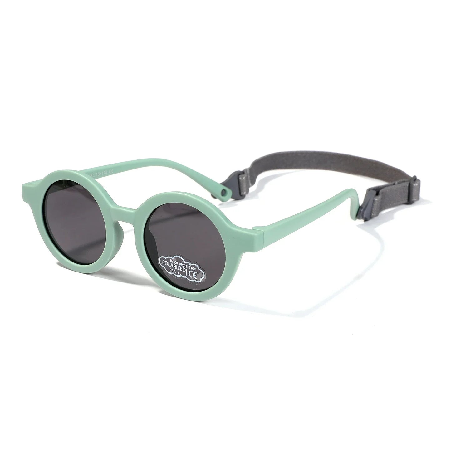 Baby Polarized Round Sunglasses Flexible Rubber Shades with Strap for Toddler Newborn Infant Ages 0-36 Months