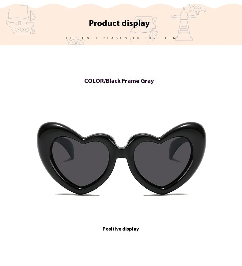 2024 New Children's Sunglasses And Funny Inflatable, Cute Heart Shaped Sunglasses, Female Instagram, Concave Shape
