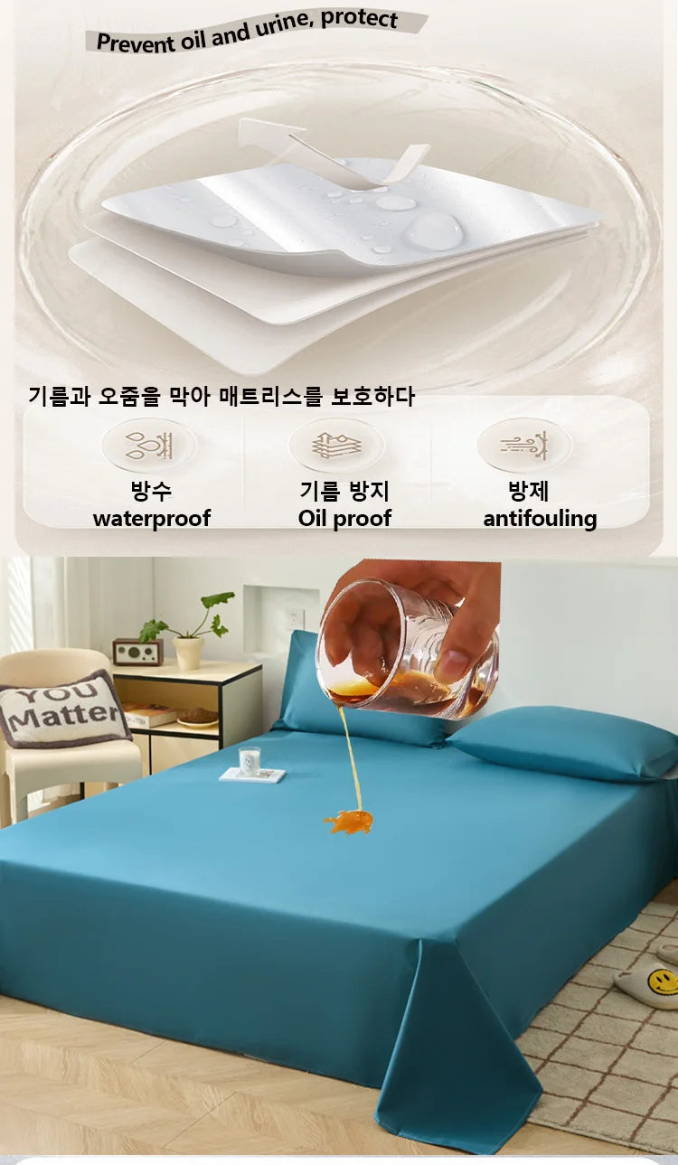 KDJEIKZ  Waterproof Matted Oversized Bed Sheet Incontinence Prevention Urinary Pad Bedspread Cover Dustproof Washable No Pillow