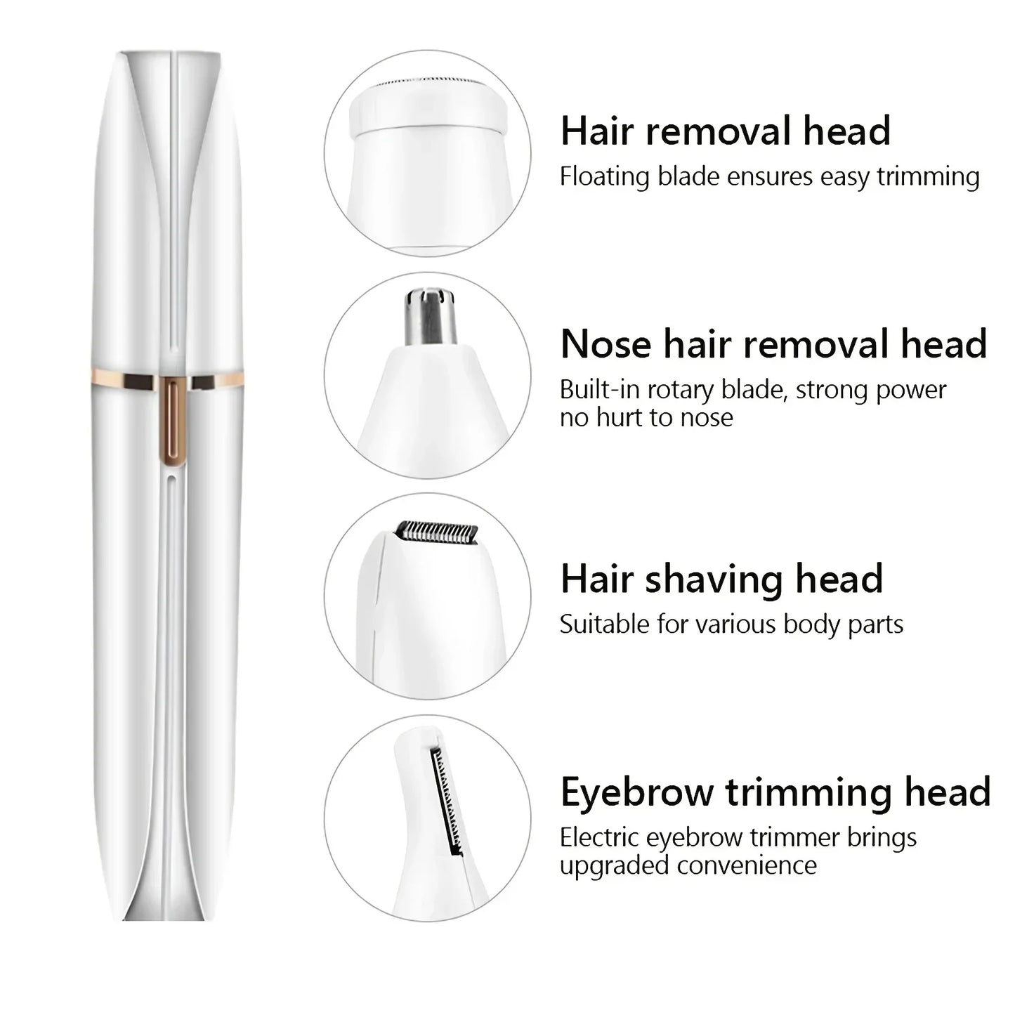 4 In 1 Electric Hair Remover Razor Full Body Shaving Facial Epilator Shaver Eyebrow Trimmer Nose Bikini Line Painless Epilator