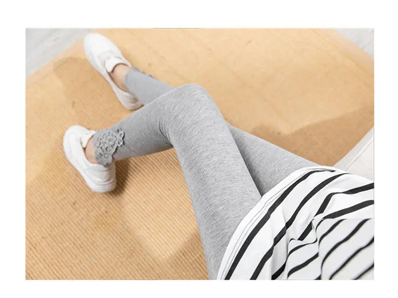 Women Fashion Solid Contrast Lace Skinny Leggings Ultra-Comfortable All-Season Essential for Women Womens Clothing