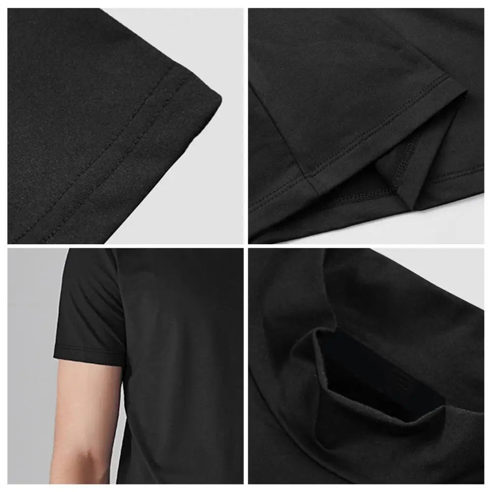 Men Half High Collar Slim Fit T-shirt Summer Casual Short Sleeve Solid Color Elastic Thin Pullover Tee Shirt Half Turtleneck Top