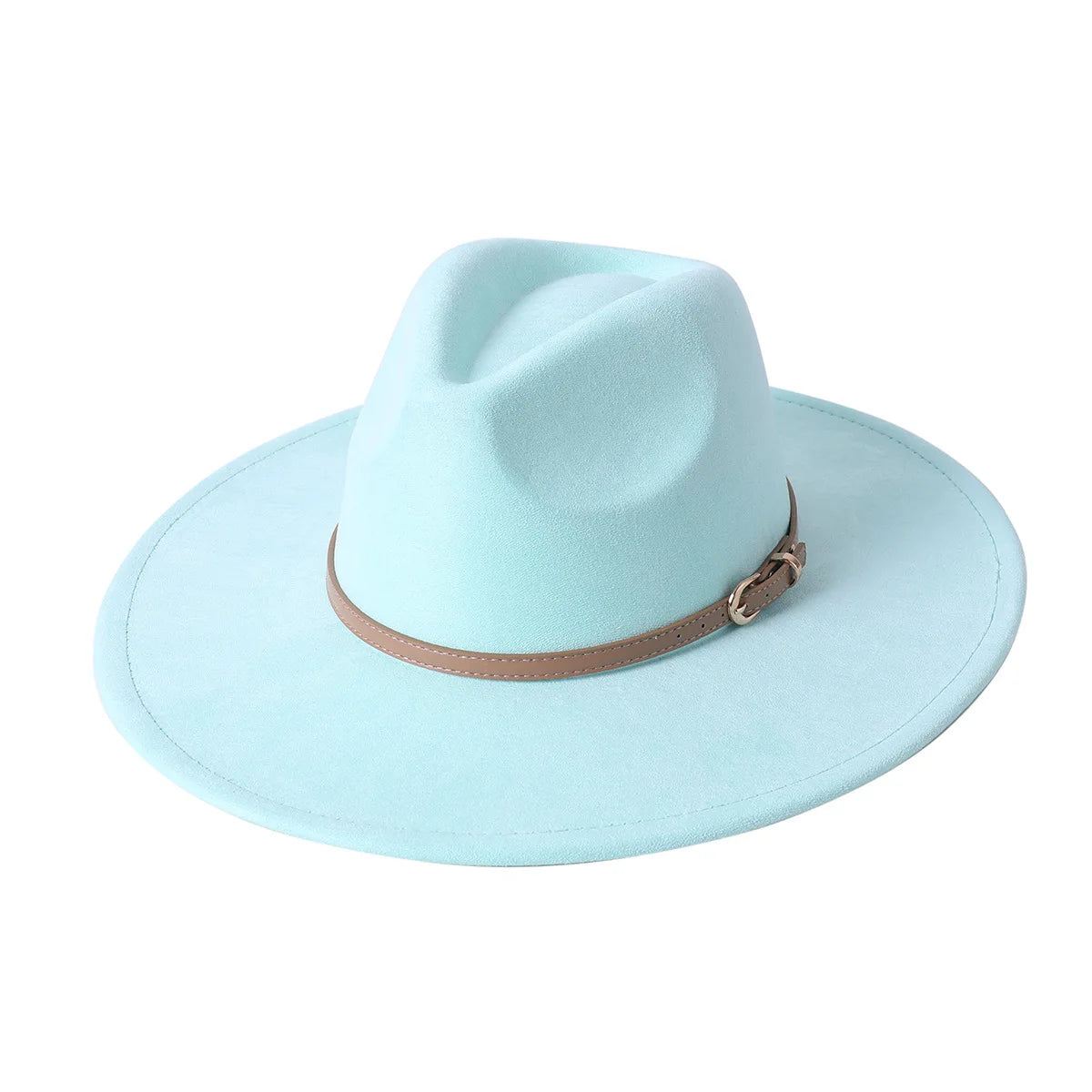 Vegan suede hat belt accessories heart-shaped wide-brimmed fedora hat for men and women felt jazz hat classic chapeau femme