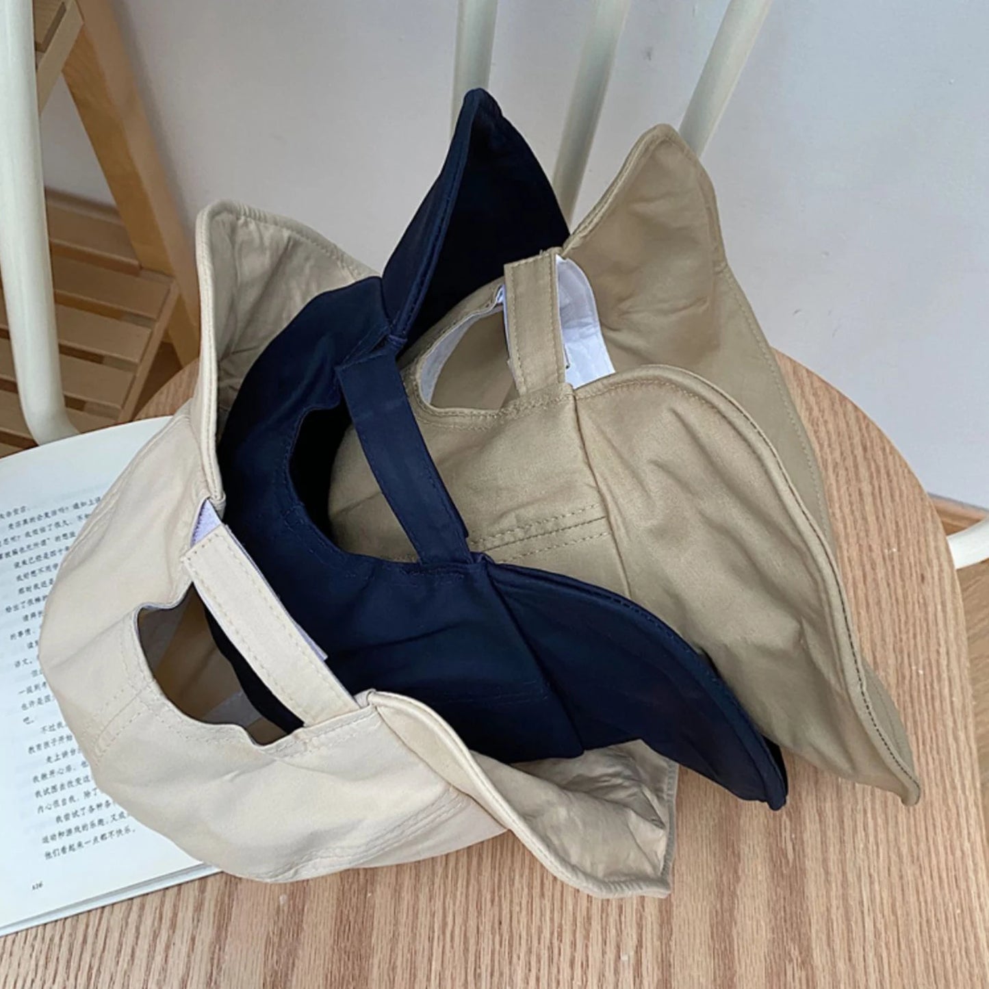 Women Summer Sunhat Cotton Ponytail Bucket Hat Outdoor Beach Adjustable Sun Visor Hats Solid Color Foldable Panama Fisherman Cap