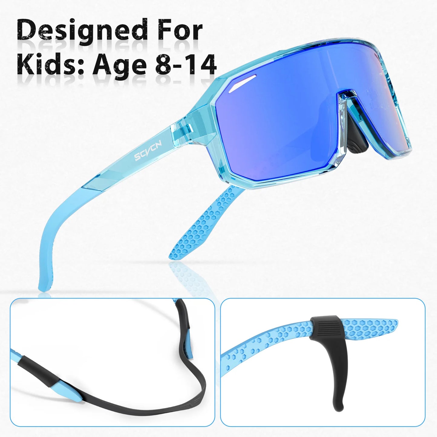 SCVCN Boys Bike Sunglasses Child Cycling Glasses for Kids UV400 Girls Small Size Glasses Fashion Outdoor Sports Protection 2024