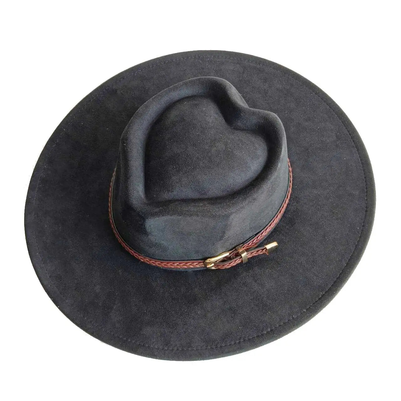 Vegan suede hat belt accessories heart-shaped wide-brimmed fedora hat for men and women felt jazz hat classic chapeau femme