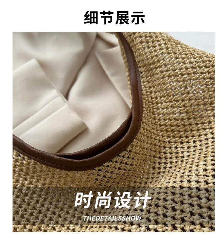 Casual Beach Summer Popular Woven Mother-in-law Bag 2024 Fashionable One-shoulder Seaside Travel Beach Straw Bag Drop Shipping
