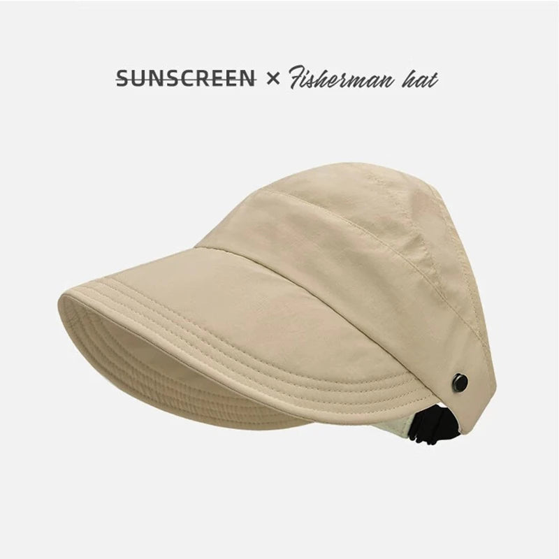 Celebrity-style sun hat, face shield, UV protection, versatile and can be tied in a ponytail