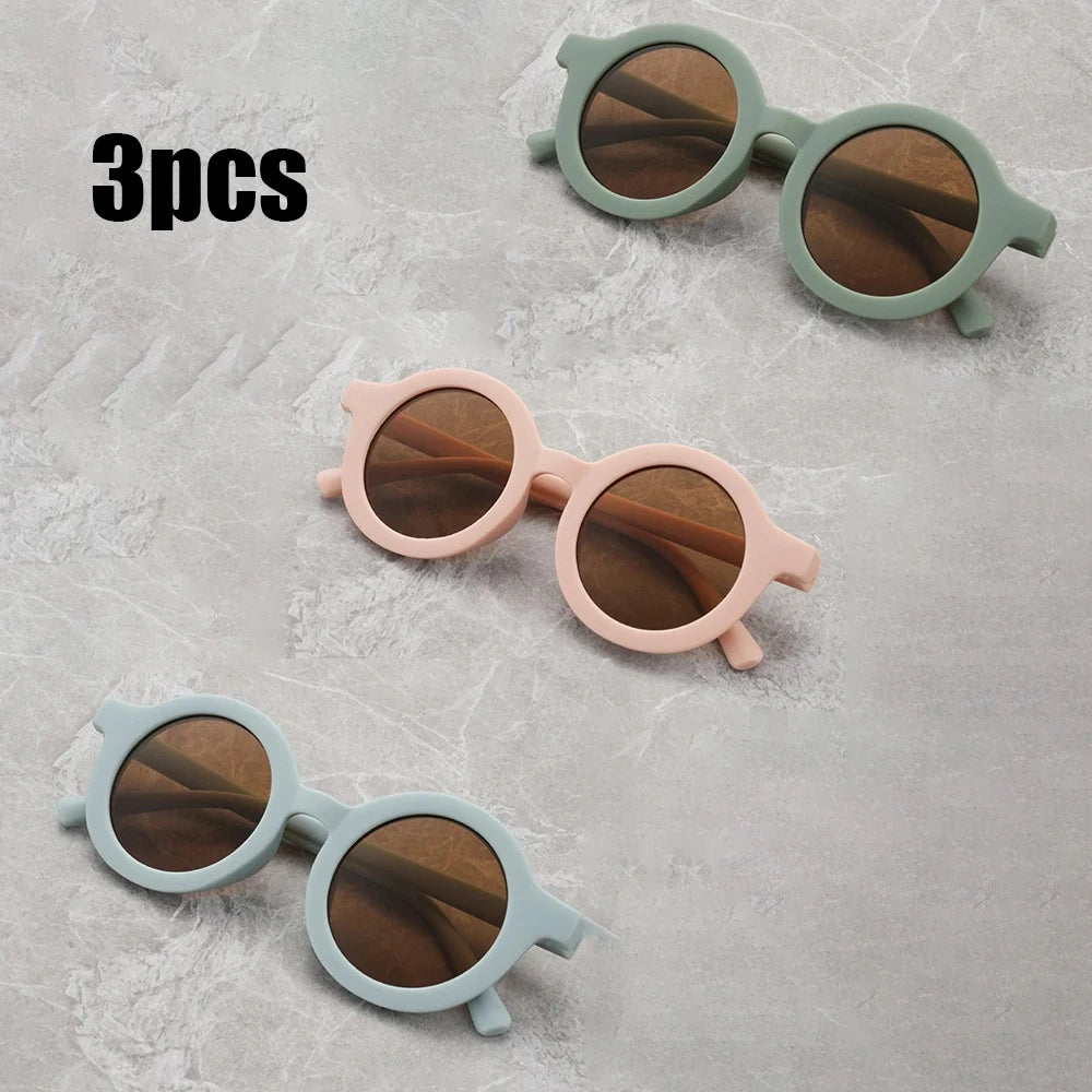 3PCS  New Children's Sunglasses Children's Fashion Trend Round Frame Sunglasses Photography Style Personalized Glasses