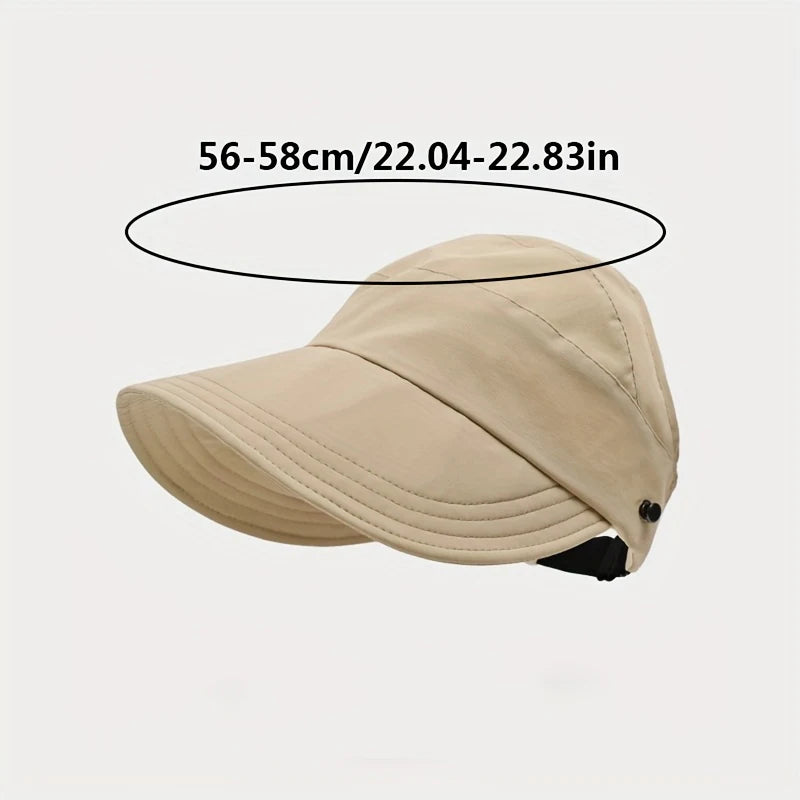 Celebrity-style sun hat, face shield, UV protection, versatile and can be tied in a ponytail