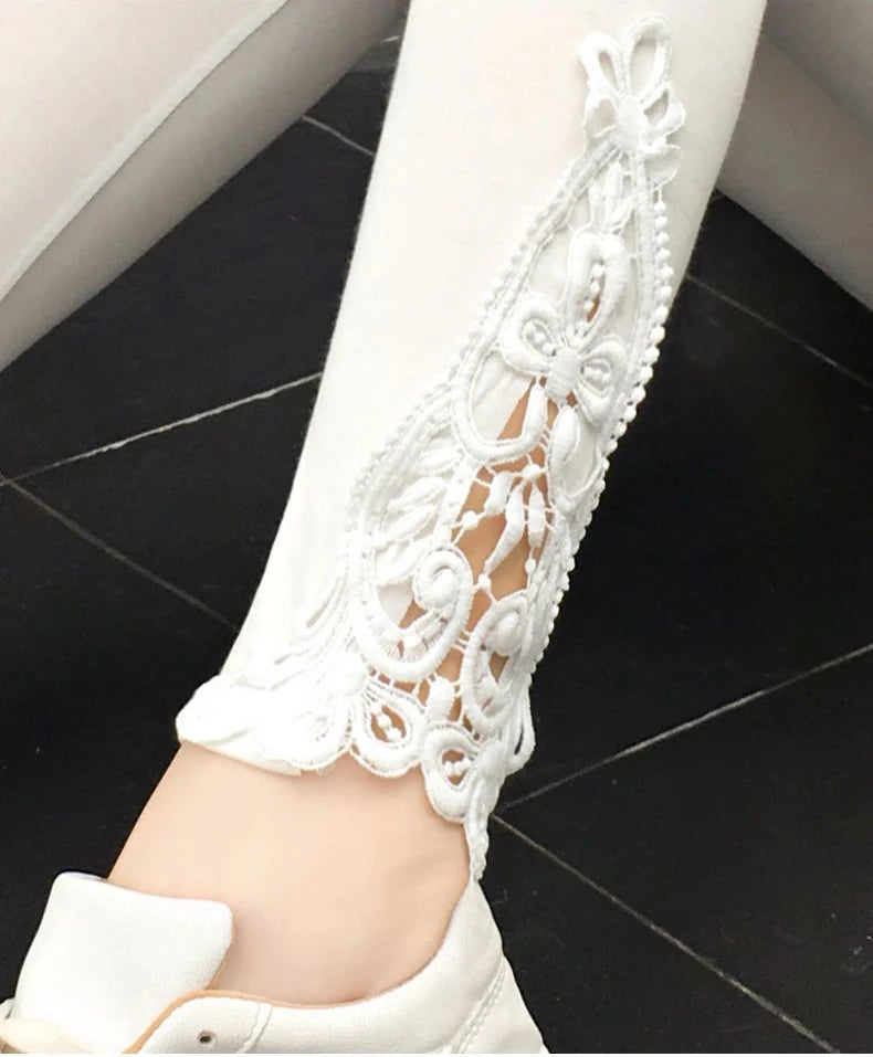 Women Fashion Solid Contrast Lace Skinny Leggings Ultra-Comfortable All-Season Essential for Women Womens Clothing