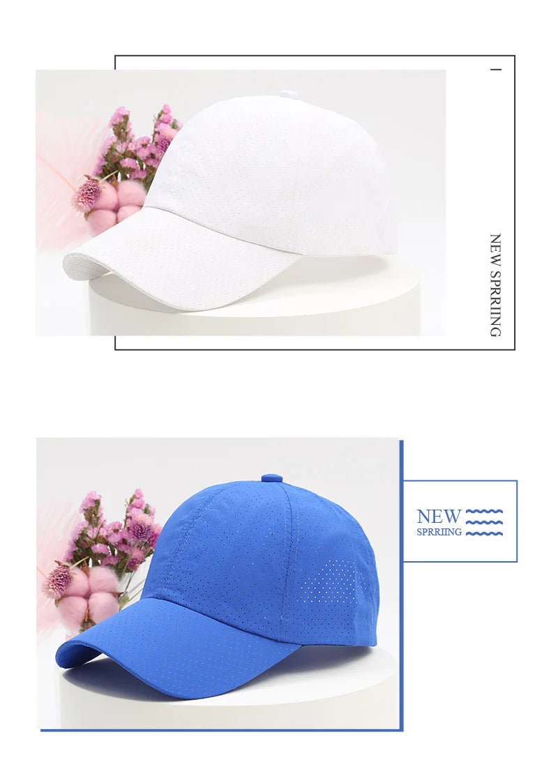 Wholesale Men Women Summer Baseball Cap Quick Drying Hats Unisex Breathable Sport Pure Color Snapback Hat Bone Baseball Hat